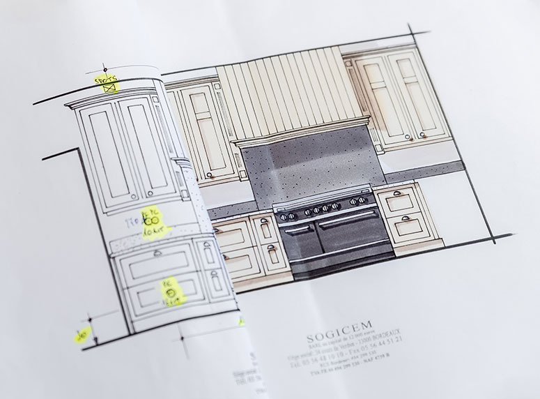 Croquis n°1 architecte d'intérieur culinaire